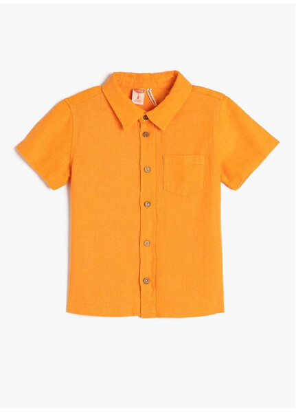 Koton Orange Baby Boy Short Sleeve Plain Shirt - 3