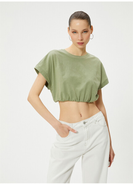 Koton V-Neck Khaki Women's T-Shirt - 9