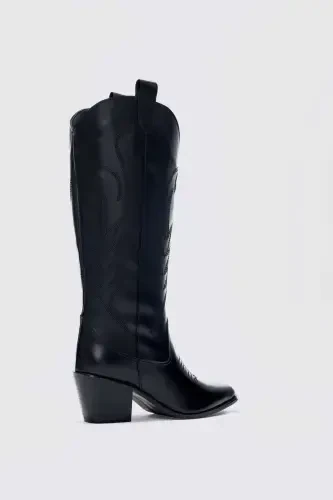 Zeta Kovboy Kadın Çizme- SİYAH - selinshoes (1)