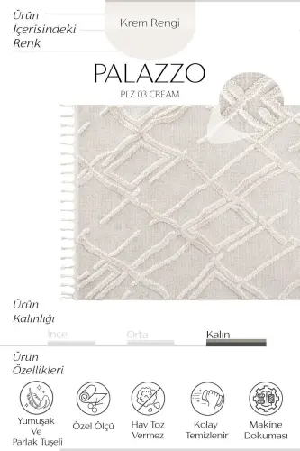 Ковер для гостиной Palazzo 03 кремовый букле Не линяющий коврик для кухни Коврик для детской комнаты Коридорный коврик - 3