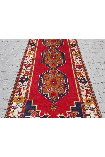 El Dokuması Yün Yörük Halı Yolluk - 111x292 Cm- Rnr128 - EL DOKUMASI IPEK HALI (1)
