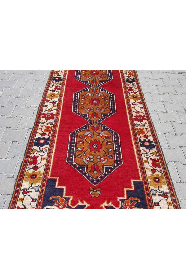 El Dokuması Yün Yörük Halı Yolluk - 111x292 Cm- Rnr128 - 2