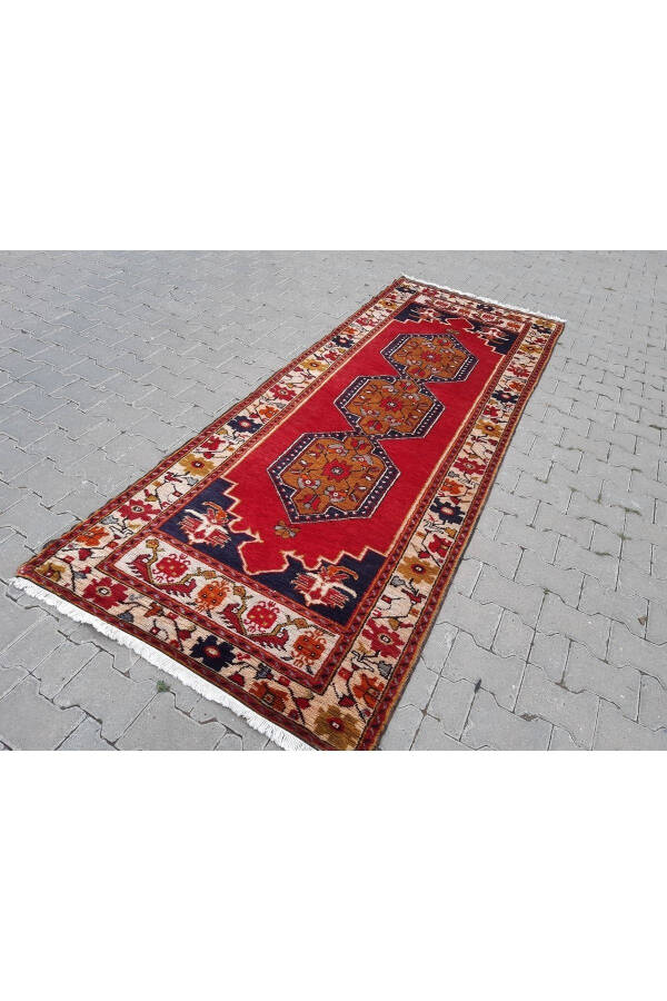 El Dokuması Yün Yörük Halı Yolluk - 111x292 Cm- Rnr128 - 3