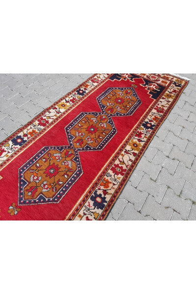El Dokuması Yün Yörük Halı Yolluk - 111x292 Cm- Rnr128 - 4