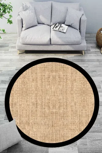 Ковер с цифровым принтом в виде ротанга, круглый ковер, ковер для гостиной, ковер для кухни, скандинавский декор - 1