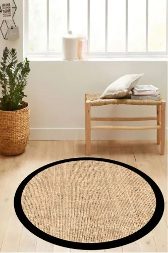 Ковер с цифровым принтом в виде ротанга, круглый ковер, ковер для гостиной, ковер для кухни, скандинавский декор - 4