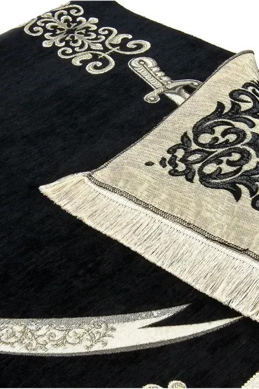 Ковер шенилловый черный Ультра Плюс с узором Зюльфикара 1 - 7