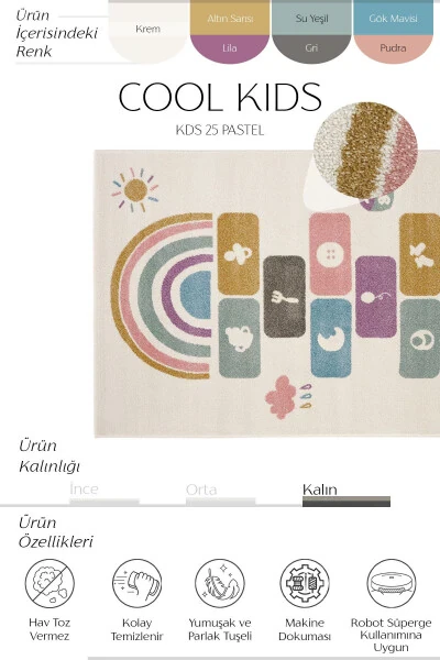 Коврик для детской комнаты Cool Kids 25 пастельных тонов, антипылевой, мягкий, для детской комнаты - COOL HALI (1)