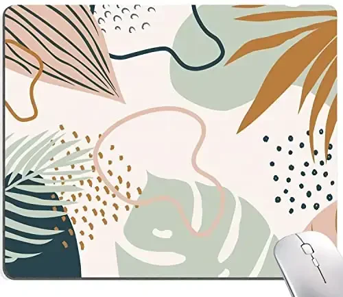 Коврик для мыши SANWUMIAN, квадратный коврик для мыши, милый коврик для мыши водонепроницаемый нескользящий резиновый коврик для мыши для офисного ноутбука, абстрактные листья 