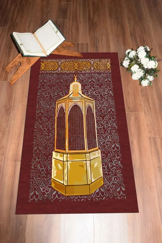 Коврик для намаза с цифровой печатью, моющийся, подарочный, 70x130 см - КРАСНЫЙ - 1