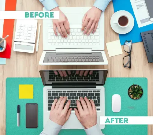 Коврик для стола FTC из искусственной кожи, подкладка из фланнелета, не скользящая, прошитая, коврик для мыши и письма - 31,5 дюйма х 15,75 дюйма, бирюзовый - 9