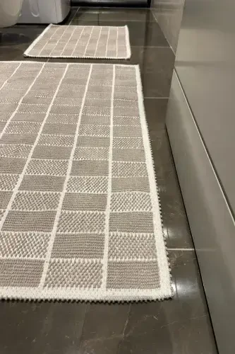 Коврик для ванной комнаты, хлопковый, впитывающий воду, можно стирать в машине - кофейный - 3