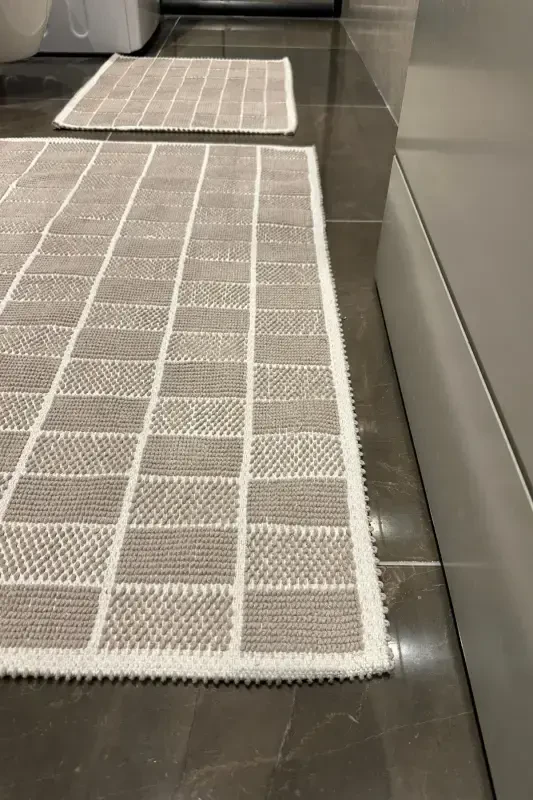 Коврик для ванной комнаты, хлопковый, впитывающий воду, можно стирать в машине - кофейный - 3