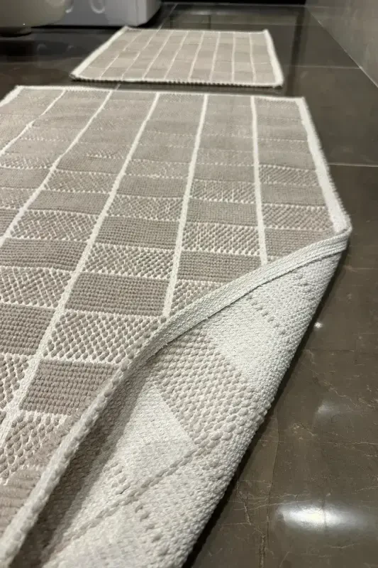 Коврик для ванной комнаты, хлопковый, впитывающий воду, можно стирать в машине - кофейный - 5