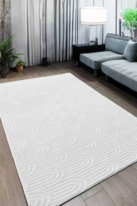 Коврик Perla Scandinavian Premium Plush Curly White для гостиной, кухни, детской, коврик - 1