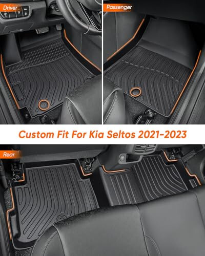 Коврики для Kia Seltos от DrCarNow, 2021 2022 2023 для Kia Seltos Коврик (кроме моделей SX Turbo), Всепогодные резиновые автомобильные коврики полный набор ковриков и ковриков багажника позади 2-го ряда в верхнем положении - 3