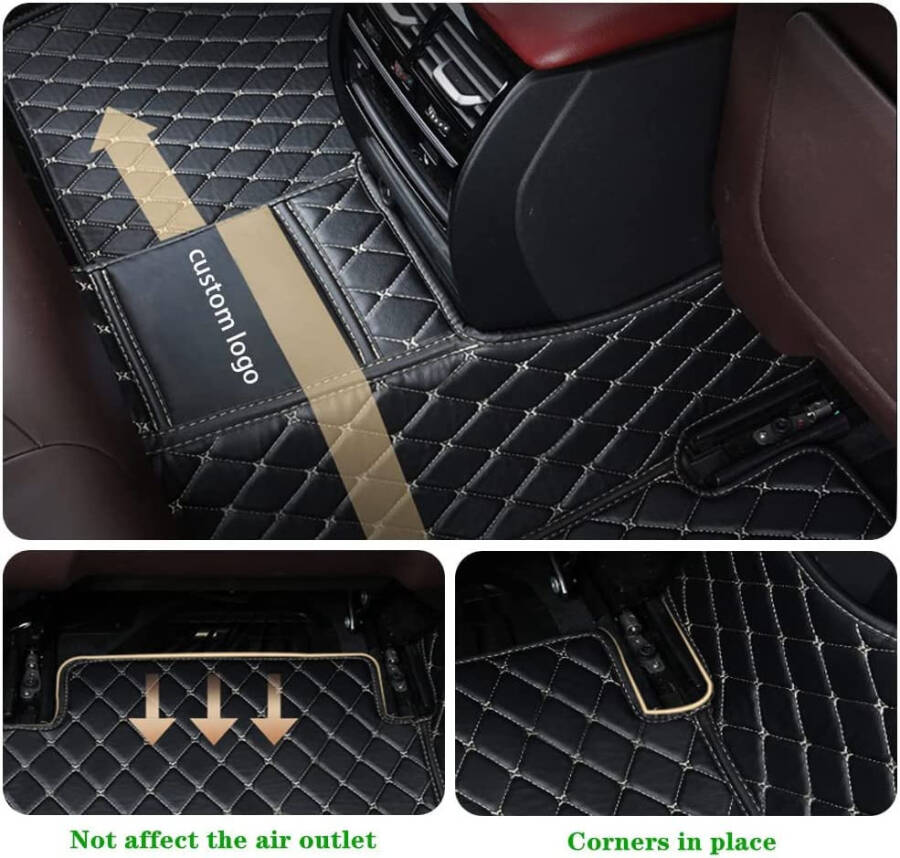 Коврики для пола автомобиля NYCFMMY для Land Rover Defender, Discovery, Discovery Sport, LR2, LR3, LR4, Range Rover, Range Rover Evoque, Range Rover Sport, Range Rover Velar, нескользящие (черно-белая полоса) - 6