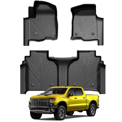 Коврики для пола KUST для 2020-2026 Chevy Silverado/GMC Sierra 1500/2500HD/3500HD Crew Cab с ящиком под задним сиденьем, передние ковши, всепогодные коврики из ТПЭ резины для аксессуаров Silverado 