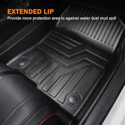 Коврики для пола KUST для Honda CR-V 2017-2022 (включая гибрид) | Всепогодные автомобильные коврики, передние и задние 2 ряда, резина TPE, приподнятый край - 3