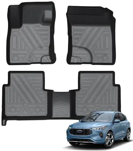 Коврики KUST для Ford Escape 2020-2026 (НЕ для гибрида) | Всепогодные автоковрики передние и задние 2 ряда, ТПЭ резина, с высоким бортом 
