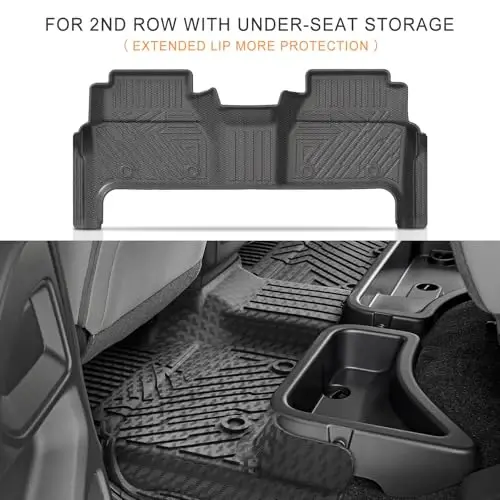 Коврики в салон KUST для Nissan Frontier Crew Cab 2022-2026 (с ящиком под сиденьем 2-го ряда), всепогодные 2 ряда, ТПЭ-резина, высокие бортики, увеличенная кромка, дополнительный подпятник - 6