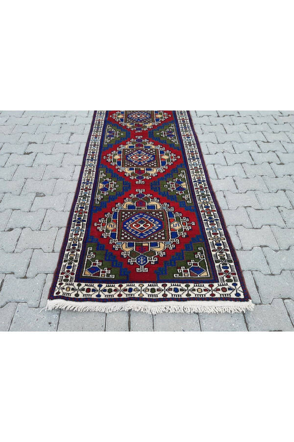 Ковровая дорожка Taşpınar из шерсти ручной работы - 90x332 см- Rnr108 - 3