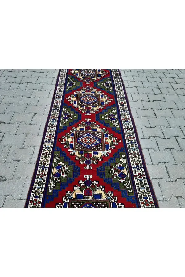 Ковровая дорожка Taşpınar из шерсти ручной работы - 90x332 см- Rnr108 - 2