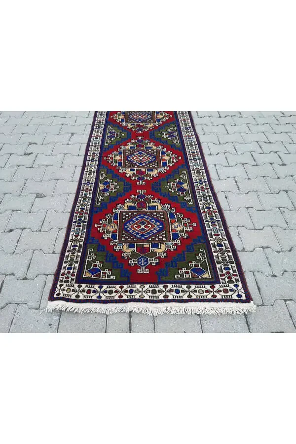 Ковровая дорожка Taşpınar из шерсти ручной работы - 90x332 см- Rnr108 - 3