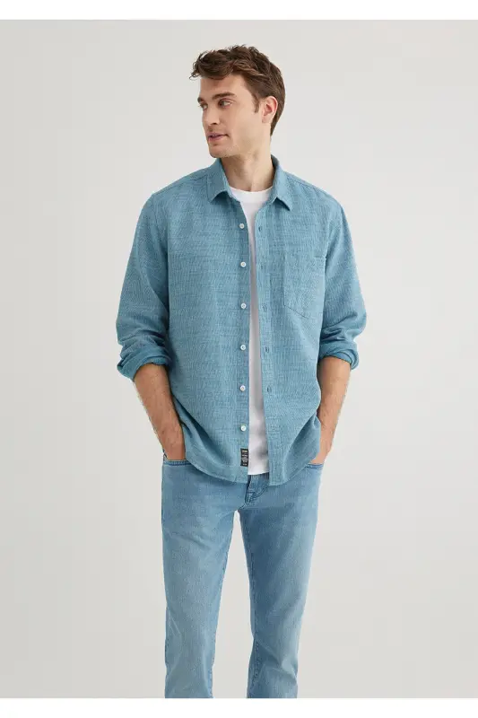 Ko'ylak Slim Fit / Tor Kiyim 0211383-70735-Ko'k - 2