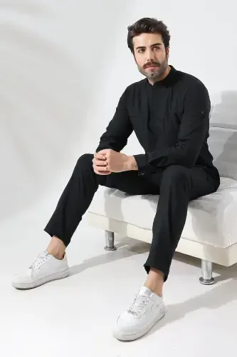 Ko'ylakli kostyum - Qora-Qora - 3