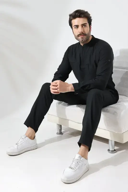 Ko'ylakli kostyum - Qora-Qora - 3