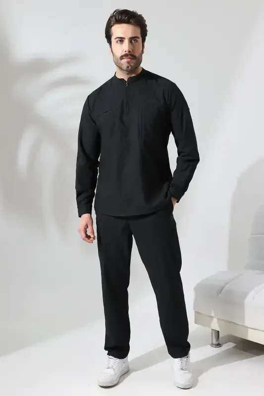 Ko'ylakli kostyum - Qora-Qora - 6