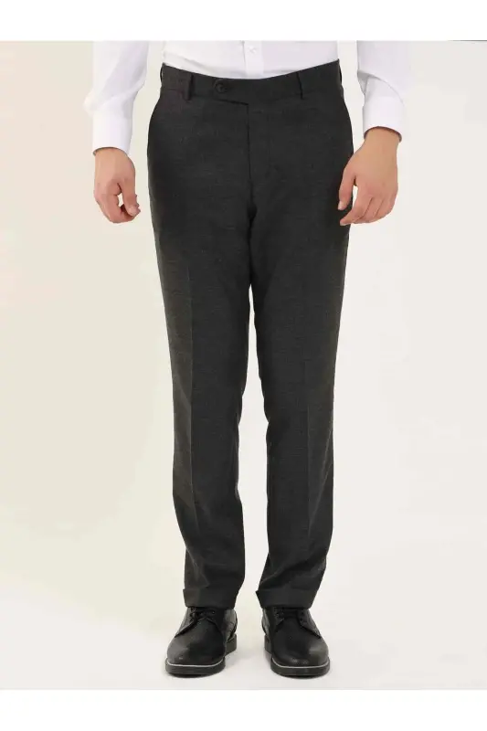 Koyu Gri Erkek Regular Fit Düz Klasik Pantolon - K.GRİ - 1