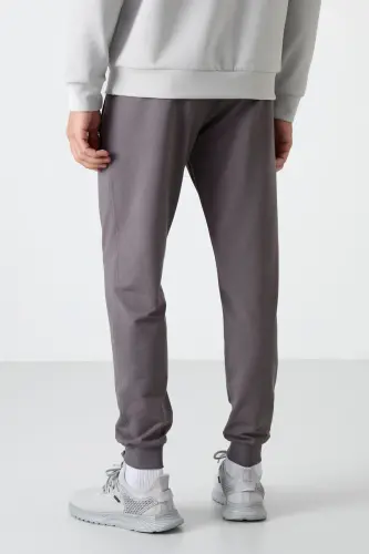 Koyu Gri Fermuar Cepli Standart Kalıp Jogger Erkek Eşofman Alt - 84587 - Koyu Gri - 5