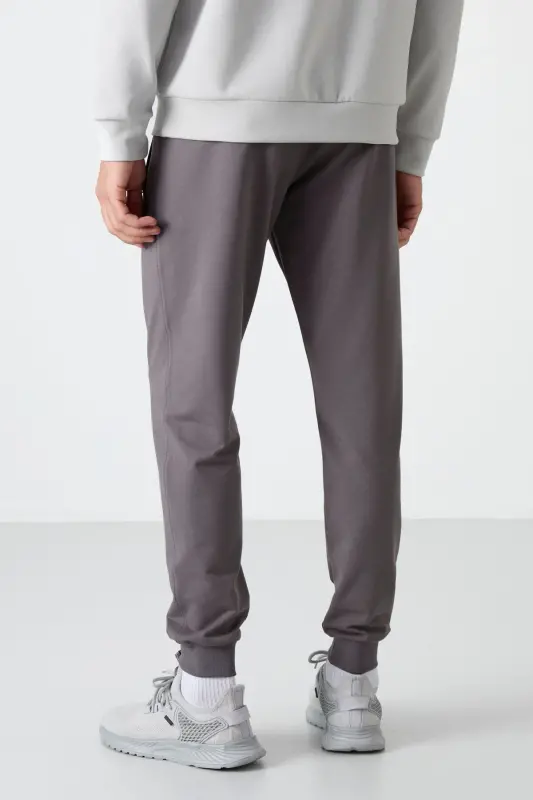 Koyu Gri Fermuar Cepli Standart Kalıp Jogger Erkek Eşofman Alt - 84587 - Koyu Gri - 5