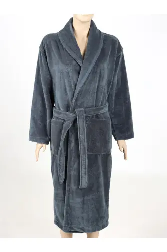 Koyu Gri Kadın/Erkek Unısex Şalyaka Ev, Otel, Spa, Banyo Bornoz Tek Parça-Koyu Gri - AİRYCOT (1)