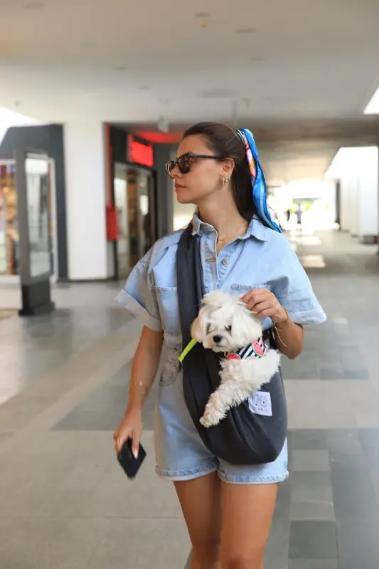 Koyu Gri Köpek Taşıma Çantası (Pet Sling – Ana Kucağı)-KOYU GRİ - 3