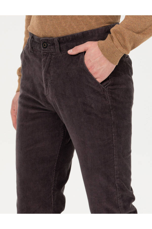 Koyu Gri Slim Fit Kadife Kanvas Pantolon 50259715-VR080-Koyu Gri - 12