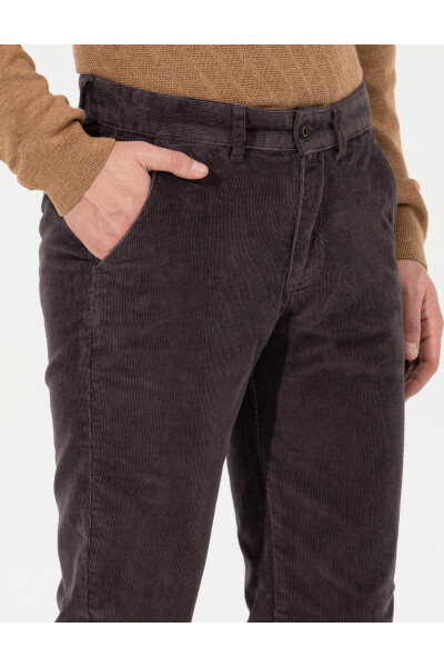 Koyu Gri Slim Fit Kadife Kanvas Pantolon 50259715-VR080-Koyu Gri - 13