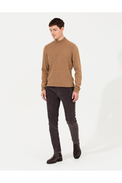 Koyu Gri Slim Fit Kadife Kanvas Pantolon 50259715-VR080-Koyu Gri 