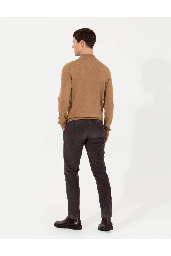 Koyu Gri Slim Fit Kadife Kanvas Pantolon 50259715-VR080-Koyu Gri - 4