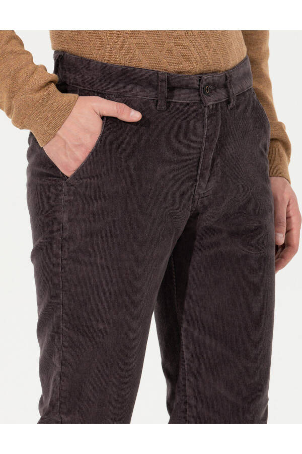 Koyu Gri Slim Fit Kadife Kanvas Pantolon 50259715-VR080-Koyu Gri - 6