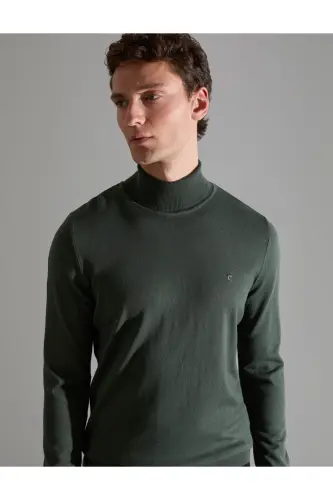 Koyu Haki Slim Fit Balıkçı Yaka Basic Triko Kazak 50314202-VR111 - Koyu Haki - 1