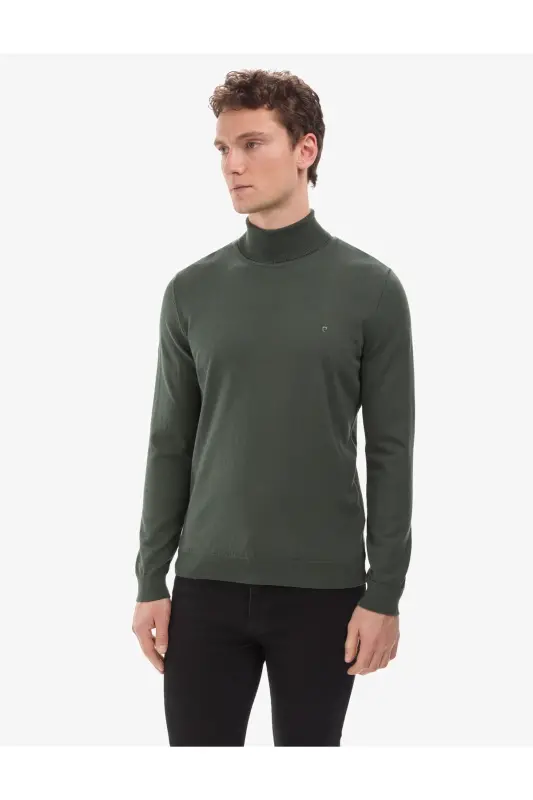 Koyu Haki Slim Fit Balıkçı Yaka Basic Triko Kazak 50314202-VR111 - Koyu Haki - 4