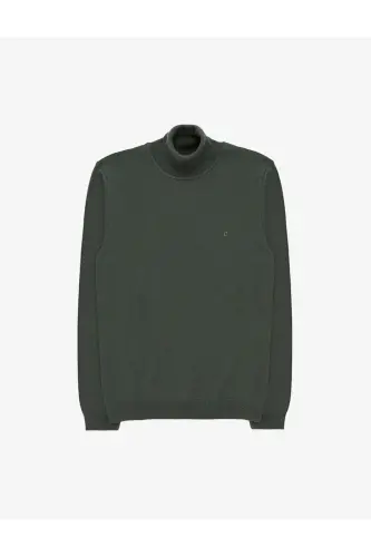 Koyu Haki Slim Fit Balıkçı Yaka Basic Triko Kazak 50314202-VR111 - Koyu Haki - 7