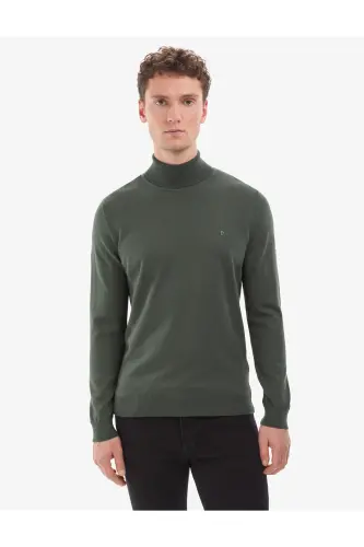 Koyu Haki Slim Fit Balıkçı Yaka Basic Triko Kazak 50314202-VR111 - Koyu Haki - Pierre Cardin (1)