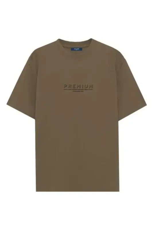 Bisiklet Yaka Düz Koyu Kahve Erkek T-shirt Jprblulogo Ss Tee Crewneck - 1