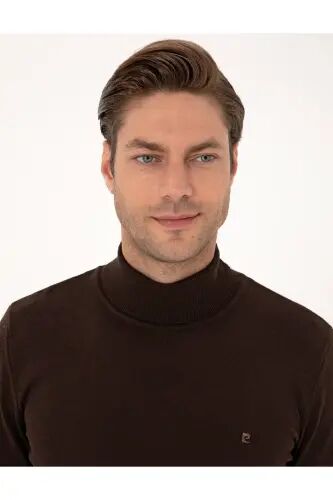 Koyu Kahverengi Slim Fit Balıkçı Yaka Basic Triko Kazak 50314202-VR084 - Koyu Kahverengi - Pierre Cardin (1)
