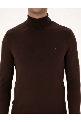 Koyu Kahverengi Slim Fit Balıkçı Yaka Basic Triko Kazak 50314202-VR084 - Koyu Kahverengi - 6