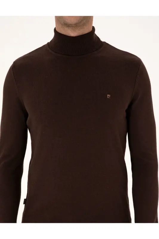 Koyu Kahverengi Slim Fit Balıkçı Yaka Basic Triko Kazak 50314202-VR084 - Koyu Kahverengi - 6